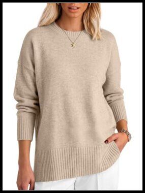 Oversized Batwing Sweater Loose Fit Knit Pullover Crew Neck